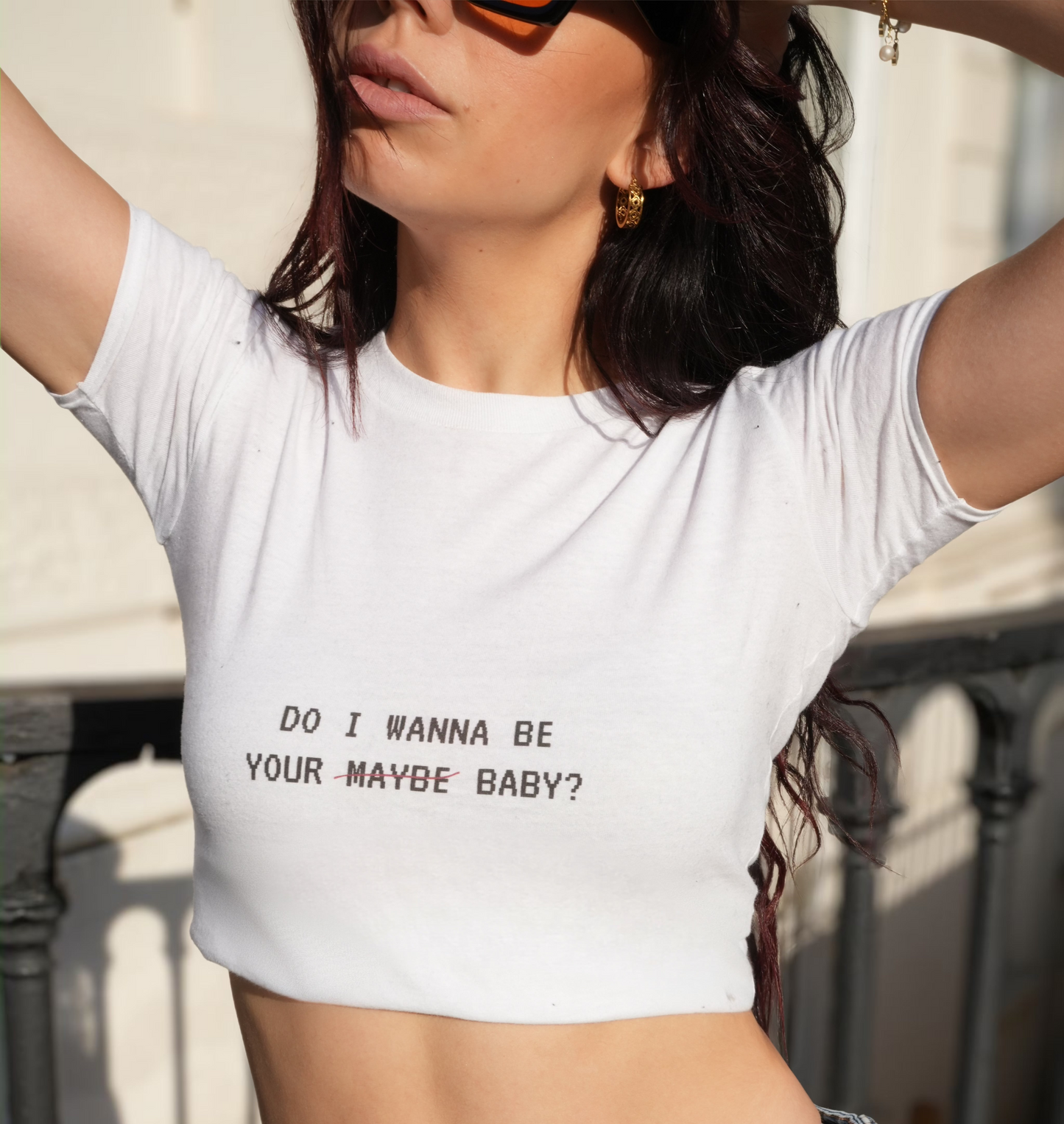 'DO I WANNA BE YOUR MAYBE BABY?' White Cropped Tee (Pre-Order)