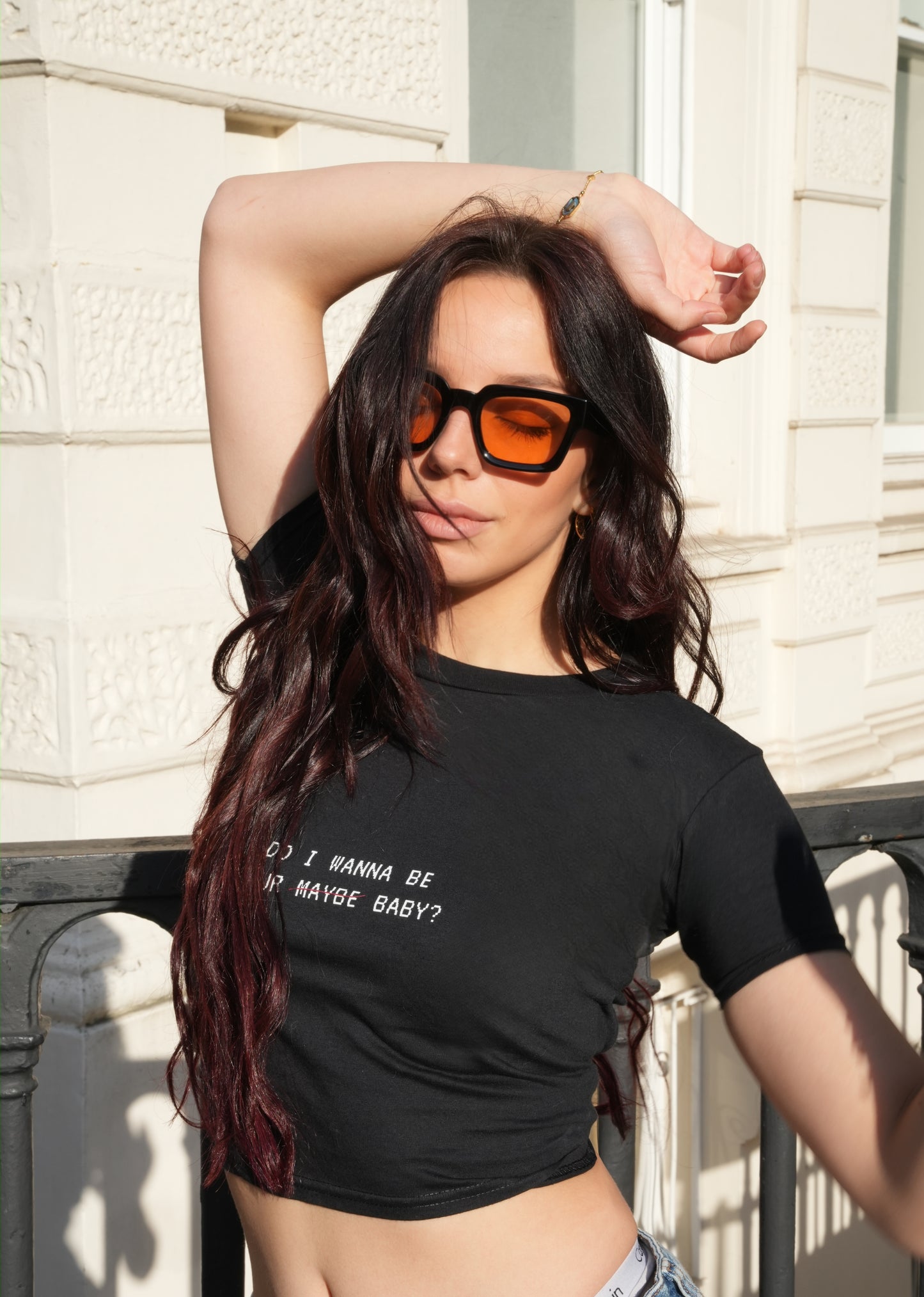 'DO I WANNA BE YOUR MAYBE BABY?' Black Cropped Tee (Pre-Order)