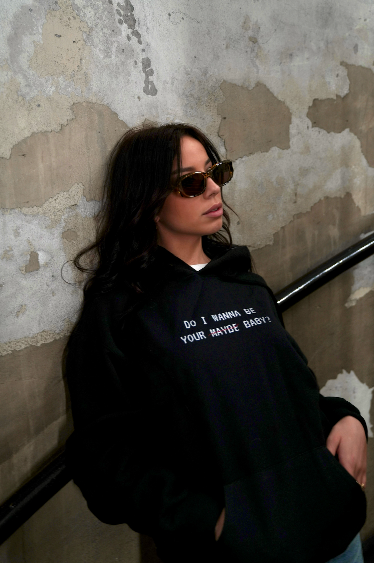 'DO I WANNA BE YOUR MAYBE BABY?' Black Oversized Hoodie (Pre-Order)