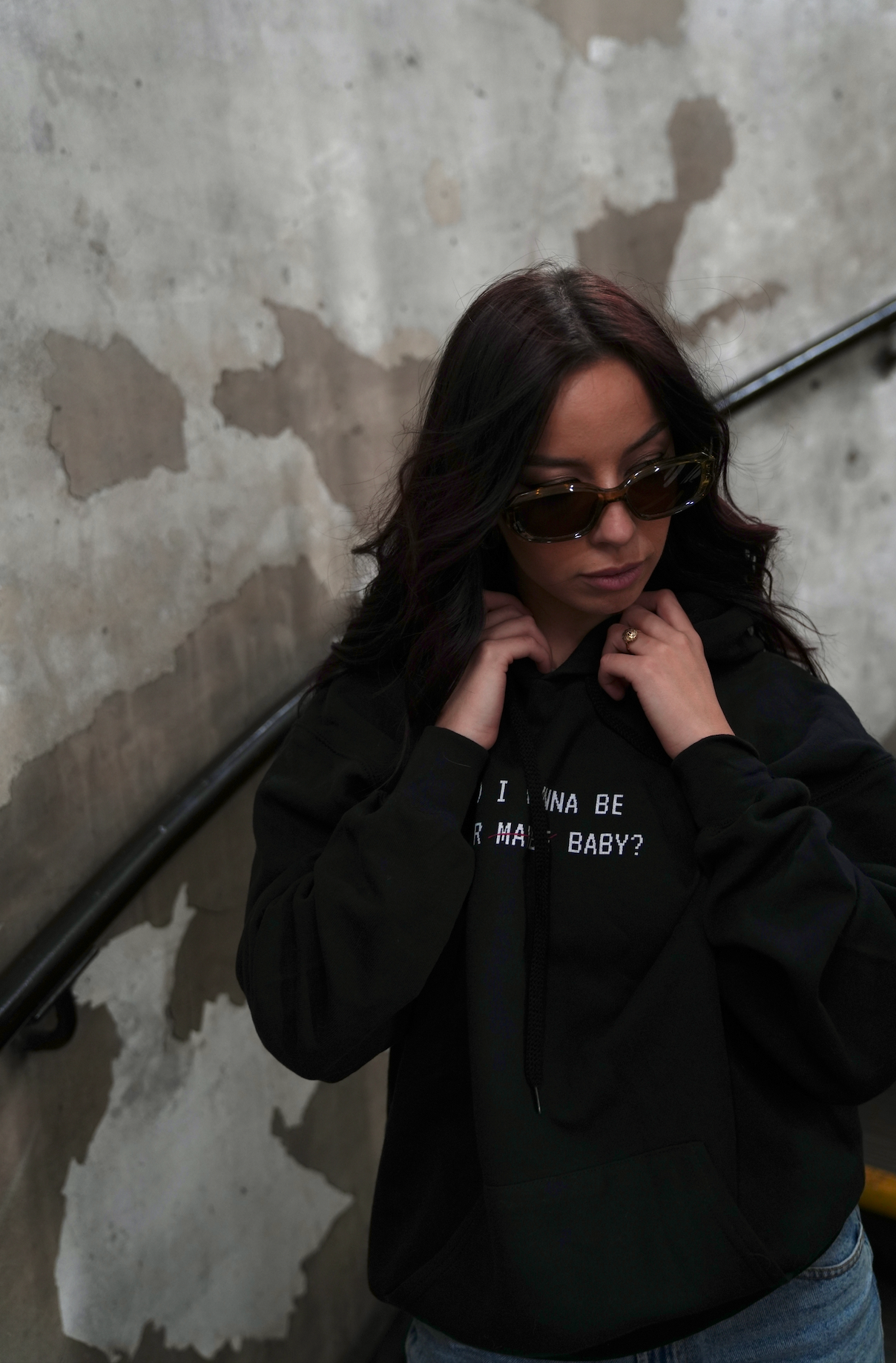 'DO I WANNA BE YOUR MAYBE BABY?' Black Oversized Hoodie (Pre-Order)