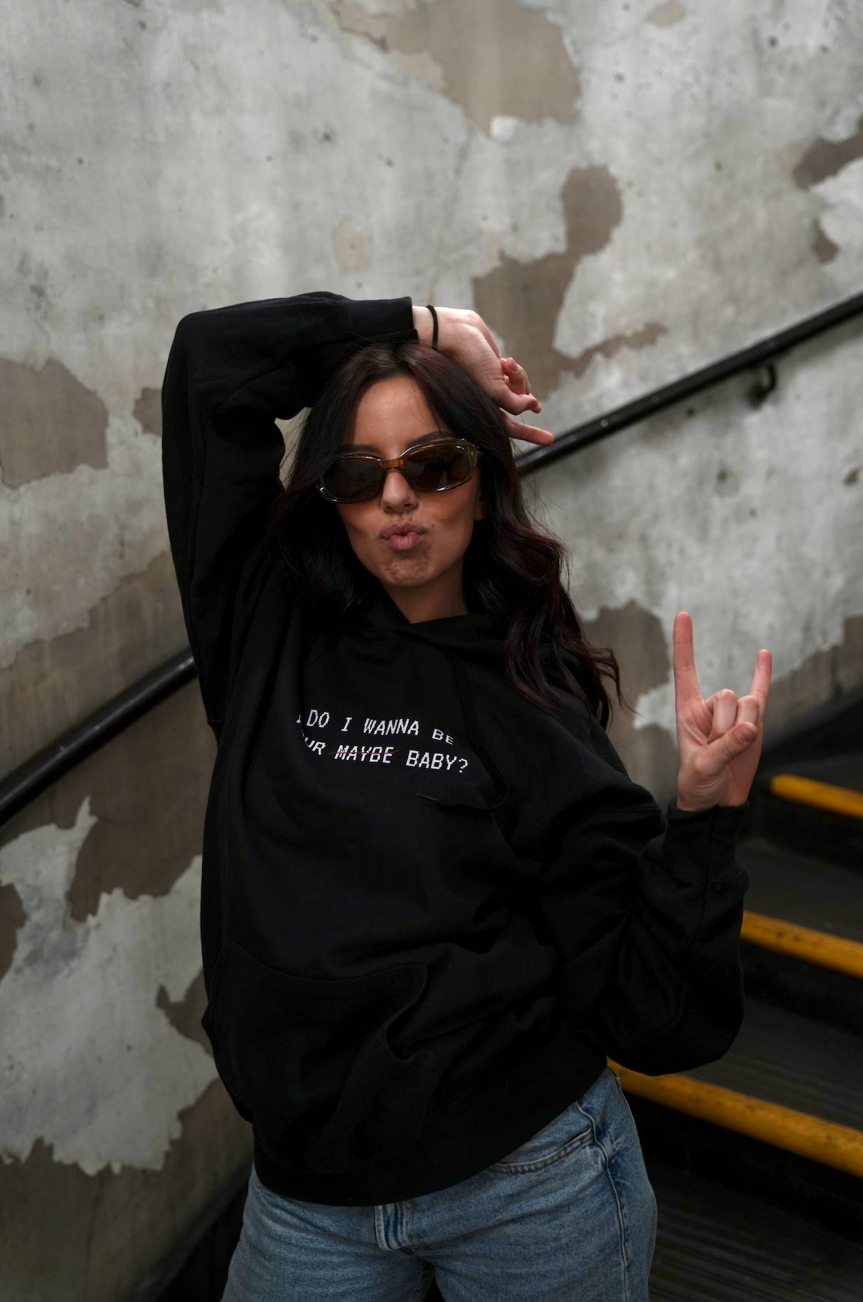 'DO I WANNA BE YOUR MAYBE BABY?' Black Oversized Hoodie (Pre-Order)